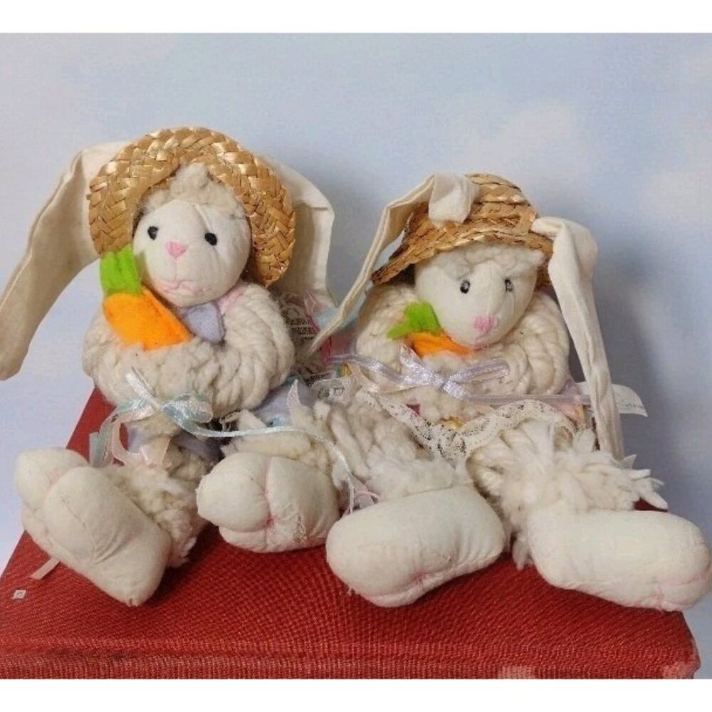 Oriental Trading Company Mop Rabbit Rag Doll Shelf Sitter Figures Vintage Easter